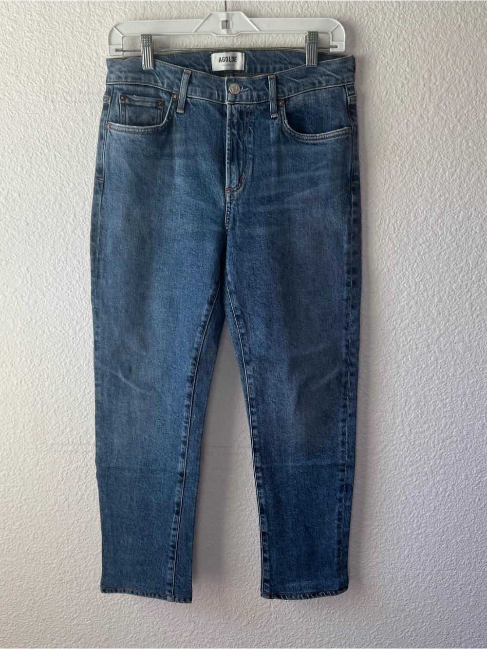 Agolde Women's Straight Leg Jeans in Medium Blue Denim